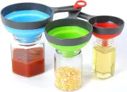 Set of 3 Canning Funnels Silicone Collapsible for Kitchen Use, Food Grade Kit...