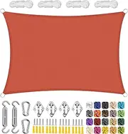 Sun Shade Sail Waterproof UV Block Rectangle Sunscreen Awning Canopy for Outdoor Garden Patio with Fixing Kit- Red|| 2.5x3m(8x9.8ft)