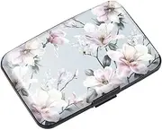 [COCO ROSSI] Mini Credit Card Holder for Women or Men,RFID Blocking Slim Hard Card Case ID Case Travel Wallet, Magnolia