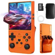 S600 Retro Gaming Console,Handheld Console 4 Inch Screen Linux System with 64G TF Card,Support 10+ Simulators,Rechargeable Portable Game Console (Orange)