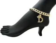 WOMEN 10mm 10" ICED MIAMI CUBAN BLING CHAIN BOX LOCK INITIAL D BRACELET ANKLET