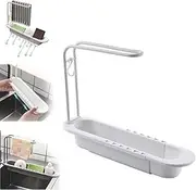 Updated Telescopic Sink Storage Rack Telescopic Sink Rack Prosperousk Organizer Telescopic Sink Storage Rack Telescopic Kitchen Over Sink Organizer with Towel Hanger for Home Kitchen (White)/1190