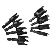 8x Straight/Tapered 1/4" Hex Quick change shank Wood Plug Cutter Drill Bit Set