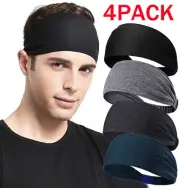 4PCS Workout Headbands Yoga Gym Sports Elastic Wide Sweat Bands for Women Men