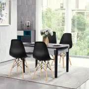 CostwayEames Dining Chairs Plastic Pre Assembled Chairs with Wood Legs-Black
