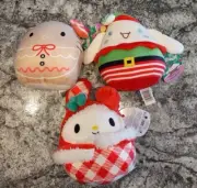Squishmallow Kellytoy Plush Hello Kitty & Friends 6-8" Christmas Asst Set of 3