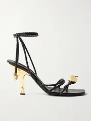[Bottega Veneta] Bottega Veneta - Adam Embellished Intrecciato Leather Sandals - Black - EU 38 EU 38 Black