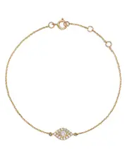 Bloomingdale's Fine Collection Diamond Evil Eye Chain Link Bracelet in 14K Yellow Gold, 0.22 tcw
