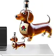 Whiskey Liquor Bottle - Spirit Statue Sculpture, Whiskey Pouring Flask | Dachshund Shaped Alcohol Bottles Animal Statue, Wine Container Transparent Decanter for Birthday Housewarming Gift Celebration