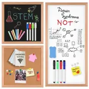 Magnetic Dry Erase White Board/Chalkboard/Cork Board, 3 in 1 Combination Boar...