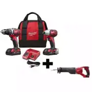 Milwaukee PowerTool Combo Kit 18V Cordless Drill/Impact Driver Reciprocating Saw