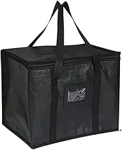 Insulated Cooler Bag Reusable Grocery Shopping Bag with Zipper Closure,Collapsible,Tote,Cooler,Food Transport hot and Cold,for Camping Picnic（Black 1pc）