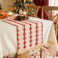 在飛比找蝦皮購物優惠-蝦皮優選耶誕節桌旗棉麻編織流蘇餐墊耶誕新年系列長條桌布床尾巾