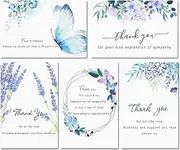 Hunanyume 50 Pack Funeral Thank You Cards with Envelopes, Stickers & Message Inside, 4×6 in Watercolor Flowers Butterflies Bereavement Sympathy Thank You Cards for Funeral Family Friends Loved Ones