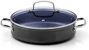 NuWave 3-Quart Forged Lightweight Grill Pan with Lid, G10 Healthy Duralon Blue Ceramic Ultra Non-Stick Coating, Induction-Ready & Works on All Cooktops, Oven-Safe, Evenly Heats & Durable, Gray