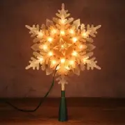 Snowflake Tree Topper Lights, 9in 20 Clear Christmas Star Treetop, 120V UL Ce...