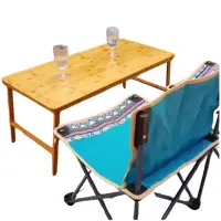 在飛比找momo購物網優惠-【May Shop】兩入組 原木色加長摺疊木桌 電腦桌 露營