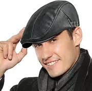 [FEOYA] Unisex PU Leather(01-04)/Corduroy(05) Flat Caps, Men's Vintage Beret Cap, Driving/Newsboy Duckbill Hat, Adjustable Cabbie Ivy Hat, Peaked Gatsby Cap, Autumn/Winter/Spring