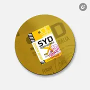 Sydney Australia Baggage Strap Tag City | 4'' X 4'' Round Decorative Magnet