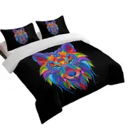 Colorful Wolf Face Quilt Cover