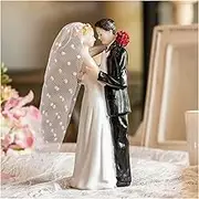 Modern Wedding Cake Toppers Bride and Groom Handmade Figurine for Decoration, Rustic Cake Topper for Wedding, Funny Couple Statue Desk Decoration, Full Love in The Eyes