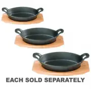 Pyrolux Pyrocast Oval Gratin with Maple Tray Durable Heavy Duty Cast Iron