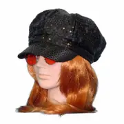 Black Sequin 60s GoGo Girl Cap - Adult