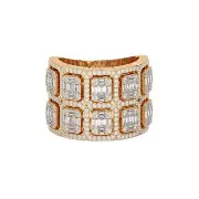 2.24ct Round & Baguette Moissanite 14k Gold Plated Asscher Cut Ring for Men