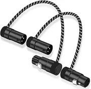 WLTASUY Right Angle XLR Cable,1FT Adjustable-Angle Low-Profile Female X-LR to Male XLR Microphone Mic Cable Adapter,XL-R Speaker Cables 2 pcs