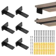 6 Pcs Shelf Brackets, 4" Long 3/16" Thick Brackets with 100 Lbs, Matte Black