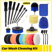 32x Car Cleaning Wash Set Interior Engine Exterior Wheel Detailing Drill Brush
