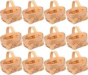 Cabilock 12pcs Woven Mini Baskets Wood Chip Baskets for Home Ornaments Stylish Decor for Closets Bedrooms Office Garden and Parties