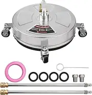 zolyet 14 Inches Pressure Washer Surface Cleaner Stainl Steel Housing Power Washer Accessory with 4 Wheels 1/4 Inch Quick Connector 2 Ex ion Wand Attachments 4000 PSI for Cleaning Driveways Silver
