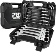 Prostormer 14-Piece Metric Flex-Head Ratcheting Wrench Set, 6-19Mm Ratchet Combi