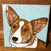 Welsh Corgi Dog, Red - Hand Painted Tile by Pumpkin Tile - 6 x 6" - D148RW