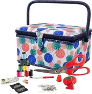 SINGER 07230 Sewing Basket with Sewing Kit, Needles, Thread, Pins, Scissors, and Notions, Florence