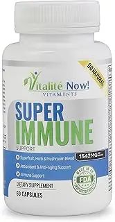 Super Wellness Immune Booster - Immunity Support with 25 Vitamins, Herbs, Superfoods, Mushrooms - Vitamins C & E - Selenium - Turmeric - Immune Defense Supplement - 60 Capsules