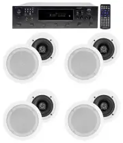 6000w (6) Zone, Home Theater Bluetooth Receiver+(8) 5.25" White Ceiling Speakers