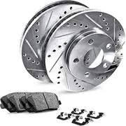 For 2016-2019 Honda Civic R1 Concepts eLine Rear Drill/Slot Brake Rotors Kit + Ceramic Brake Pads