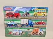 Melissa & Doug Vehicles Wooden Peg Puzzle Preschool ⭐️⭐️⭐️⭐️⭐️