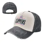 新款 NBA LOS ANGELES CLIPPERS LOGO 牛仔撞色水洗帽 成人牛仔帽子老帽  100%棉彎簷遮陽