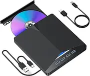 DVD Player with Dual Interface Portable and Wide Compatibility Function Extension External Dvd Rw Cd Writer Cd Recorder, 7in1