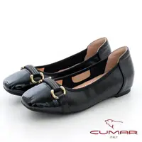在飛比找momo購物網優惠-【CUMAR】拼接包邊內增高芭蕾舞鞋(黑色)