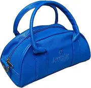 Acclaim Cwmbran Rounded Style Mini Two Bowls Synthetic Grain Leather Look Lawn Green Bowling Bag with Divider and Shoulder Strap (Blue)