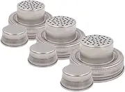 KICHOUSE 3pcs Stainless Steel Jar Shaker Lid Versatile Spice Dispenser Flour Sifter Cocktail Shaker Fits Wide Mouth Mason Jars Kitchen Essential