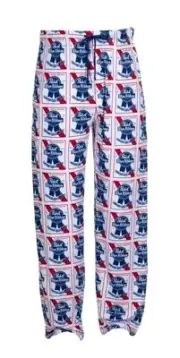 Pabst Blue Ribbon Men's Logo Print White Lounge Sleepwear Sleep Pants: L-2XL