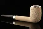 srv - Designers Lattice Canadian Block Meerschaum Pipe with fitted case 15390