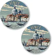 [No Thorns Media] Venice Italy 2 Pack Pinback Buttons 2.25" Fun Pins for Clothes, Backpacks, Hats, and Jackets - Cartoon, Retro, and Punk Style Lapel Badges, Slogans, and Party Pins ID45000, Metal, no gemstone