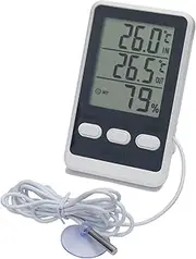 Indoor Outdoor Thermometer Hygrometer Weather Station, Humidity Monitor Battery Powered Inside Outside Temperature with 1.5metre Length Cable Sensor