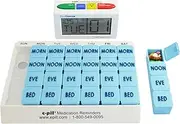 Medcenter Talking Alarm Clock with Pill Box Organizer. Bundle includes 7 X 4 Large Capacity Pillbox and Medcenter 70942 Medication Reminder. .